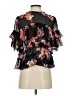 MAXSPORT 100% Polyester Floral Black Short Sleeve Blouse Size XS - photo 2
