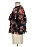 MAXSPORT 100% Polyester Floral Black Short Sleeve Blouse Size XS - photo 5