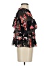 MAXSPORT 100% Polyester Floral Black Short Sleeve Blouse Size XS - photo 4