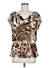 XOXO Animal Print Brown Short Sleeve Blouse Size M - photo 1