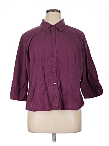 Aqua 3/4 Sleeve Button-Down Shirt (view 1)