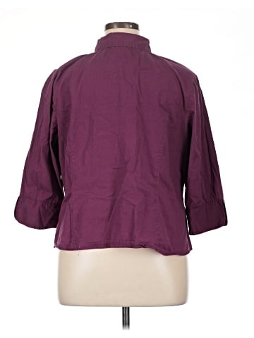 Aqua 3/4 Sleeve Button-Down Shirt (view 2)