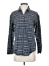 Elizabeth and James Tweed Blue Long Sleeve Button-Down Shirt Size XS - photo 1