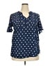 Ember 100% Polyester Polka Dots Blue Short Sleeve Blouse Size 3X - photo 1