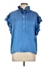 Koch 100% Polyester Blue Short Sleeve Blouse Size L - photo 1