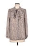 DR2 100% Polyester Animal Print Brown Long Sleeve Blouse Size L - photo 1