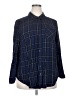Torrid 100% Rayon Plaid Blue Long Sleeve Button-Down Shirt Size 2X Plus (2) - photo 1