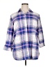 Old Navy Plaid Blue 3/4 Sleeve Button-Down Shirt Size XL - photo 1