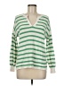 Ann Taylor LOFT 100% Cotton Stripes Green Pullover Sweater Size M - photo 1