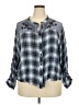 Hazel 100% Rayon Plaid Blue 3/4 Sleeve Blouse Size 2X - photo 1