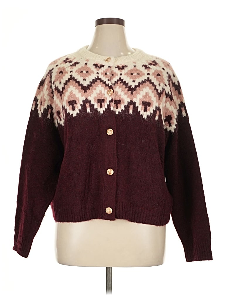 Pre-owned Rd Style Cardigan Sweater In Burgundy