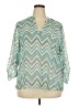 Bongo Plus Chevron-herringbone Teal 3/4 Sleeve Blouse Size 2X - photo 1