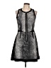 Rebecca Taylor Graphic Silver Cocktail Dress Size 10 - photo 1