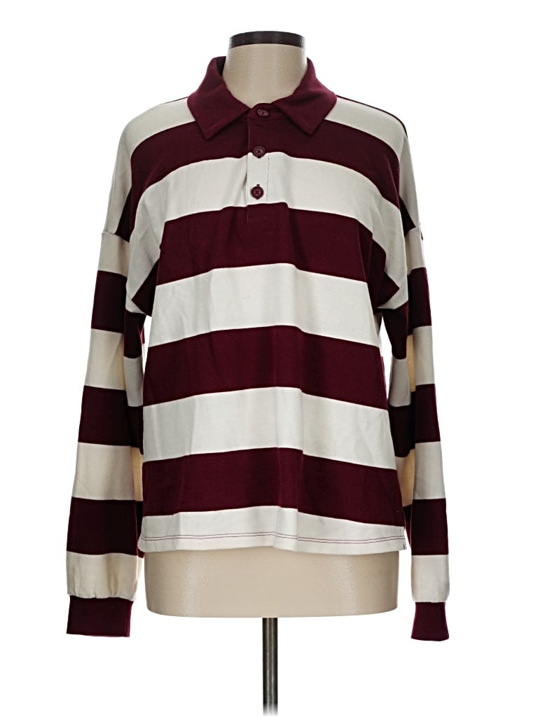 Pre-owned Universal Thread Long Sleeve Polo Shirt In Burgundy