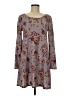 Just Be... Floral Gray Burgundy Casual Dress Size M - photo 1