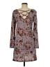 Just Be... Floral Gray Burgundy Casual Dress Size M - photo 2