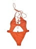 PrettyLittleThing Solid Orange One Piece Swimsuit Size 8 - photo 2