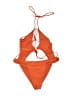 PrettyLittleThing Solid Orange One Piece Swimsuit Size 8 - photo 1