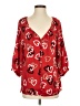 Ellen Tracy 100% Polyester Hearts Red 3/4 Sleeve Blouse Size M - photo 1