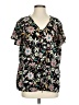 Pleione 100% Polyester Floral Black Short Sleeve T-Shirt Size S - photo 1