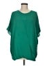 Poleci 100% Silk Green Short Sleeve Silk Top Size M - photo 1