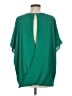 Poleci 100% Silk Green Short Sleeve Silk Top Size M - photo 2