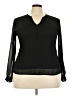 Unbranded 100% Polyester Black Long Sleeve Blouse Size 5X - photo 1