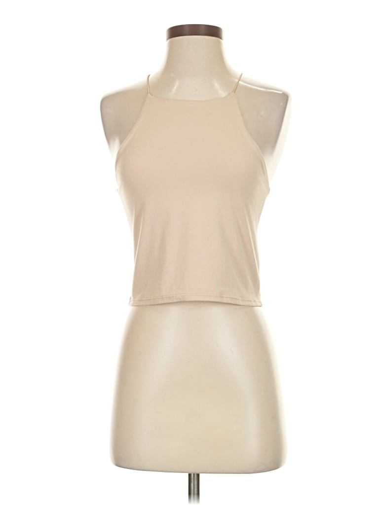 Gaze Tank Top Tan Halter Neckline Tops In Brown