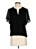 Velvet 100% Polyester Black Short Sleeve Blouse Size S - photo 1