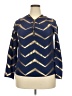Shein 100% Polyester Chevron-herringbone Gold Blue Long Sleeve Blouse Size L - photo 1