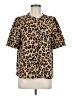 Bibi Animal Print Tan Short Sleeve Blouse Size M - photo 1