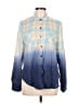 Blu Pepper 100% Cotton Color Block Blue Long Sleeve Blouse Size L - photo 1