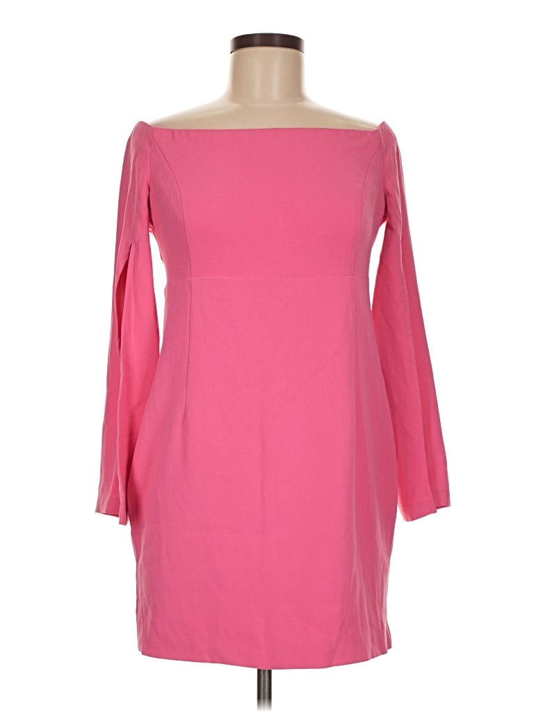 Bardot Cocktail Dress - Shift: Pink Solid Pattern Dresses - Used - Size 8