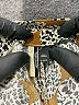 Topshop 100% Polyester Animal Print Teal Casual Pants Size 4 - photo 7