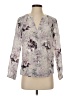 Rebecca Taylor 100% Silk Floral Gray Blouse Size 4 - photo 1
