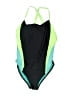 Speedo Color Block Green One Piece Swimsuit Size 12 - photo 1