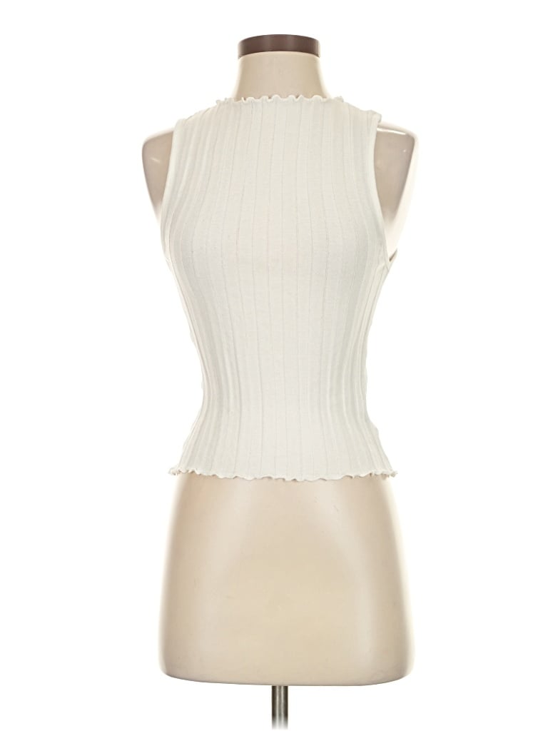 Pre-owned Zara Sleeveless Top Ivory Halter Neckline Tops In White