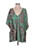 Despi Teal Short Sleeve Blouse Size XS - photo 1