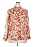 A New Day 100% Polyester Floral Orange Long Sleeve Blouse Size XXL - photo 1
