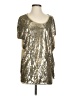 MICHAEL Michael Kors 100% Rayon Metallic Silver Short Sleeve Top Size S - photo 1