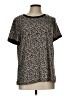 Anne Klein Animal Print Black Short Sleeve Top Size L - photo 1