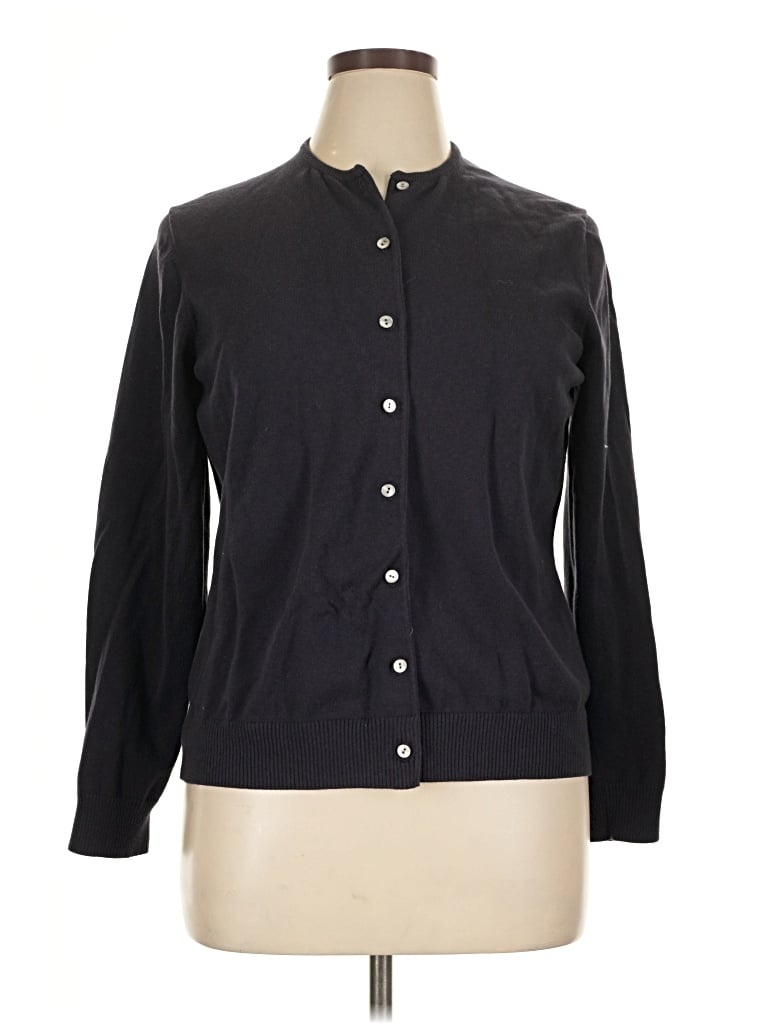 Pre-owned Lands' End Cardigan Sweater In Black