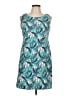 Talbots Print Teal Cocktail Dress Size 10 - photo 1