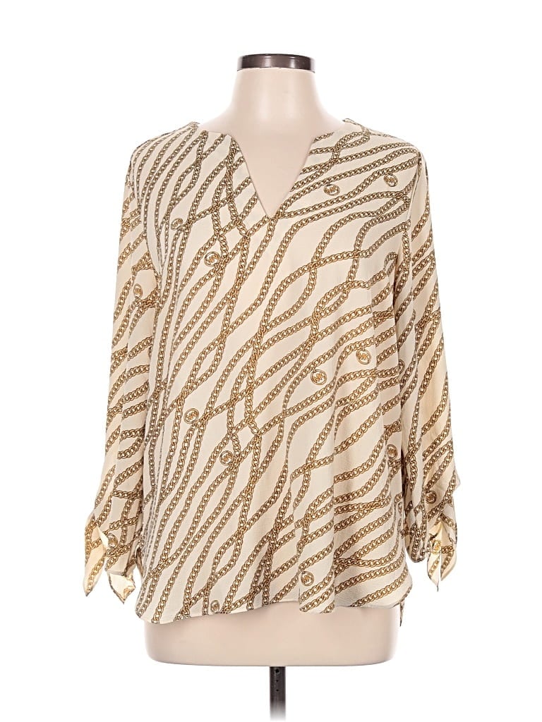 Pre-owned Michael Michael Kors 3/4 Sleeve Blouse In Gold