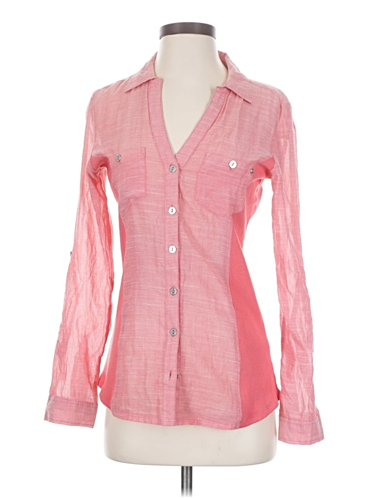 Pre-owned G By Guess Long Sleeve Button Down Shirt In Pink