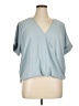 Zenana 100% Polyester Blue Short Sleeve Blouse Size XL - photo 1