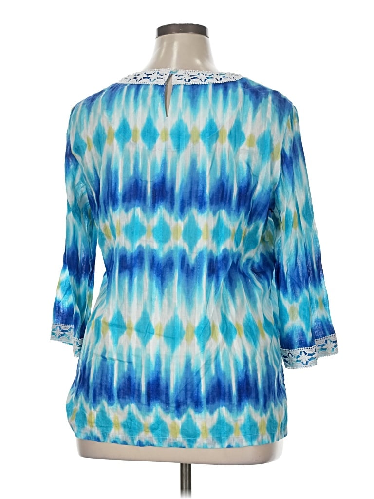 Pre-owned Alfred Dunner 3/4 Sleeve Blouse In Blue