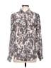 Piperlime 100% Silk Paisley Gray Long Sleeve Silk Top Size L - photo 1