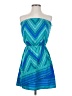 Express 100% Polyester Chevron-herringbone Blue Cocktail Dress Size XS - photo 1