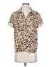 CAbi Animal Print Tan Short Sleeve Polo Size S - photo 1